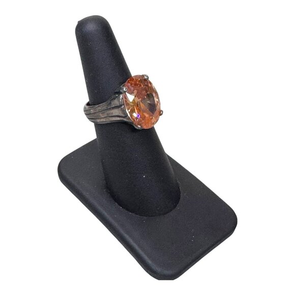 Silpada Sterling Silver 925 Your Highness Poppy Orange CZ Ring Size 6 Statement - Picture 10 of 11